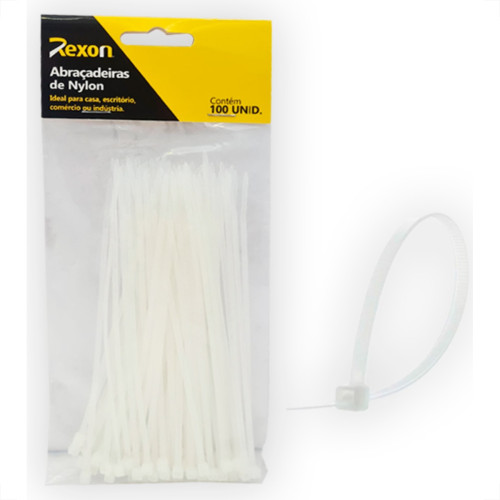 Abracadeira Nylon Rexon 4,8X400 C/100 Bca