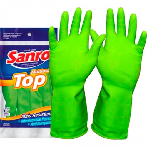 Luva Sanro Forrada Top Verde ,M - Kit C/10 PR