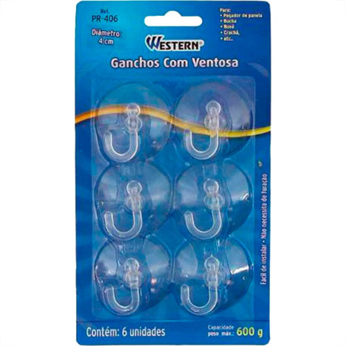 Gancho C/Ventosa Pvc C/06Pc Pr-406