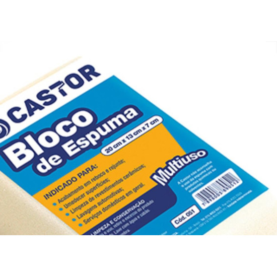 Bloco Espuma 7X13X20 Branco Castor 051 - Kit C/12 Unidades