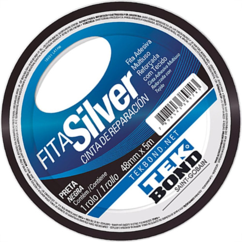 Fita Silver Tape Tekbond Preta 48Mmx05Mt