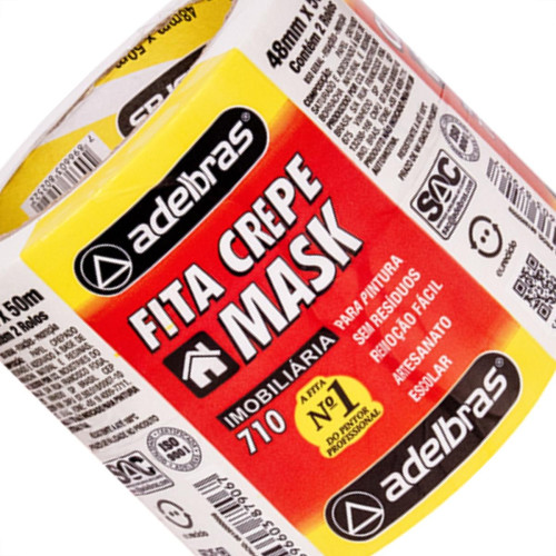 Fita Crepe Adelbras Mask-710 48Mmx50Mt - Kit C/2 Unidades