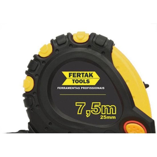 Trena 7,5Mt Emborrachado 25Mm Amarelo Fertak