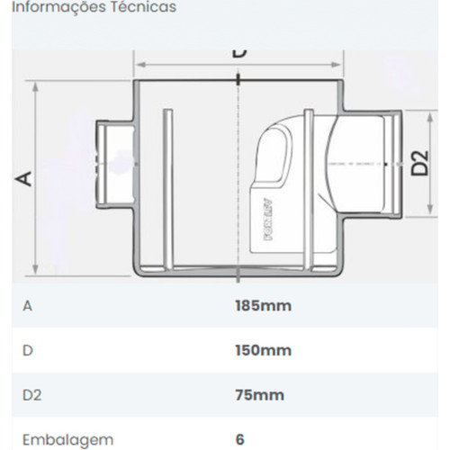 Caixa Sifonada Fortlev Red.Branco 150 X 185 X 75