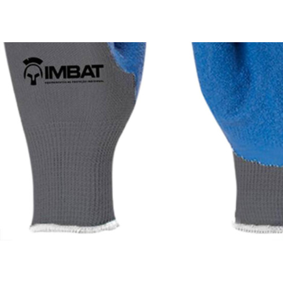 Luva Imbat Tricotada Banho Palmar Azul 08 - Kit C/12 Unidades