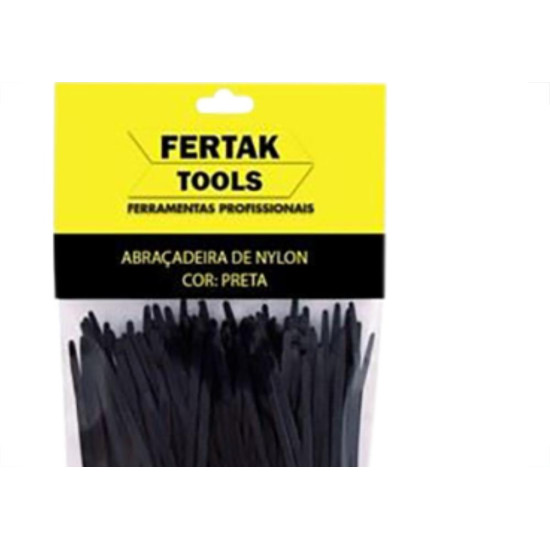 Abracadeira Nylon Fertak 2,5X 80 Preto C/100