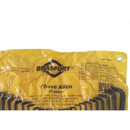 Chave Allen Brasfort 1/20 A 3/8*1A10 25 Pecas 8289