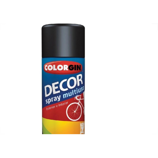 Tinta Spray Colorgin Decor Preto Brilhante 360Ml 8701