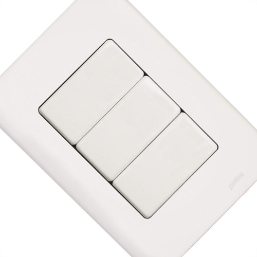 Kit C/3 - Conjunto Perlex Aros 4X2 Branco Com Placa(3Simp...