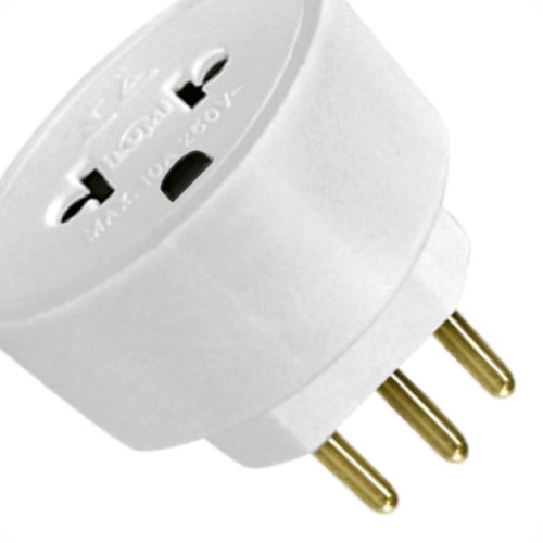 Pino Adaptador (Entrada =3 Redondo/Saida =2 Universal+Redondo) Ilumi Branco 1211Pct - Kit C/10 