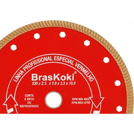 Disco Diamantado Braskoki 230Mm Turbo Jet Profissional Seco/Agua 