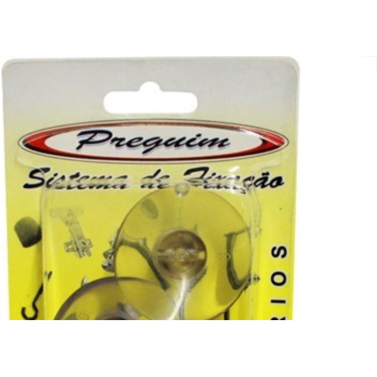 Cartela Ventosa Silicone Preguim 40Mm Com 03 Pecas  - Kit C/10 