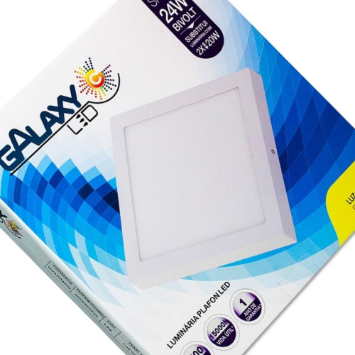 Luminaria Led Plafon Galaxy Externo Quadrado 24w 3000k 27,7cm 2062s