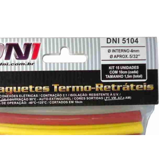 Espaguete Termo Retratil Dni 4Mm Com 15Pecas 5104