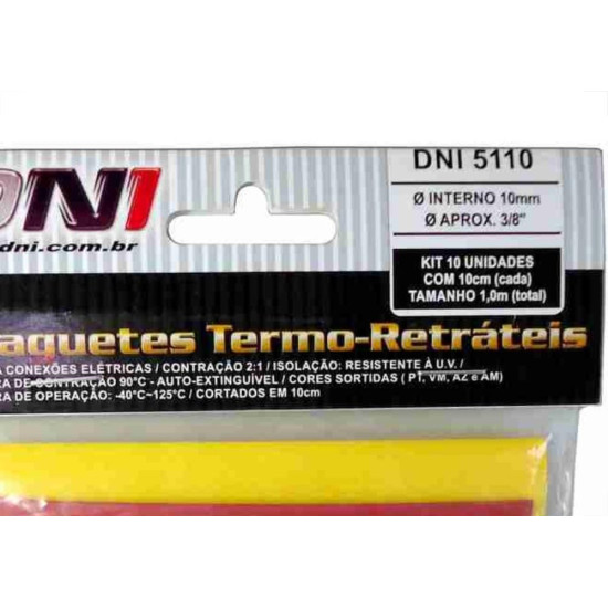 Espaguete Termo Retratil Dni 10Mm Com 10Pecas 5110