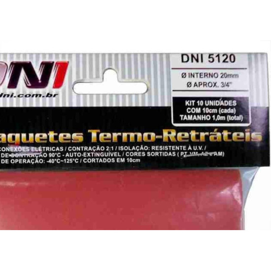 Espaguete Termo Retratil Dni 20Mm Com 10Pecas 5120