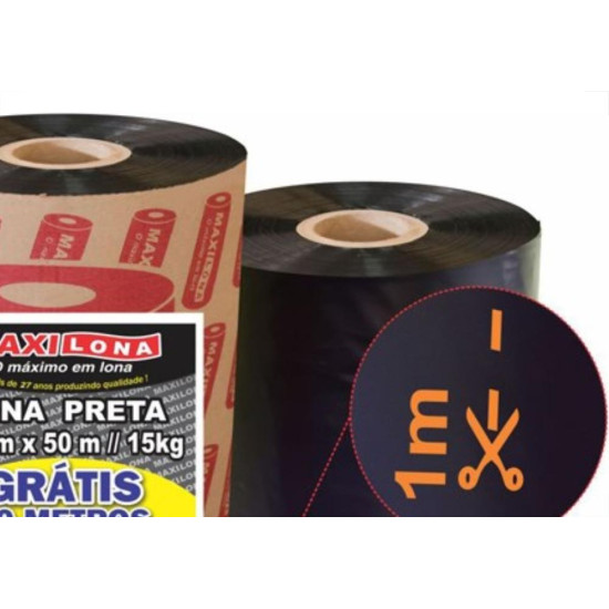 Lona Plastica Maxilona Preta Reciclada 6X 50M+10M 15Kg 70 Micras 1.01.0026