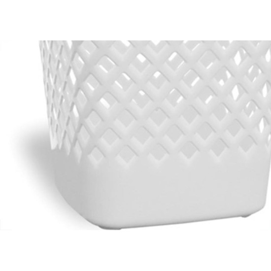 Cesto Papeleiro Plastico Shangri-La Quadrado Branco 24X24Cm 