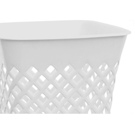 Cesto Papeleiro Plastico Shangri-La Quadrado Branco 24X24Cm 