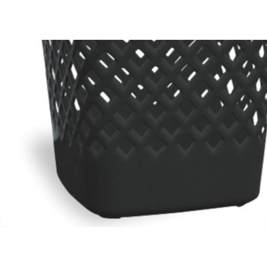 Cesto Papeleiro Plastico Shangri-La Quadrado Preto 24X24Cm 