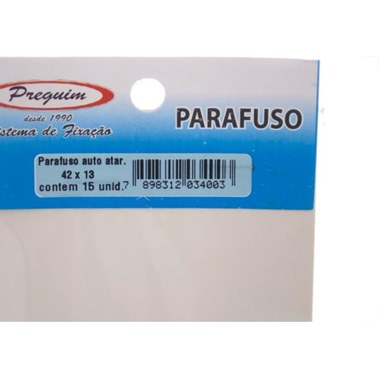 Cartela Parafuso Auto/Atarrachante Panela Preguim 4,2 X 13Mm Com 15 Pecas 