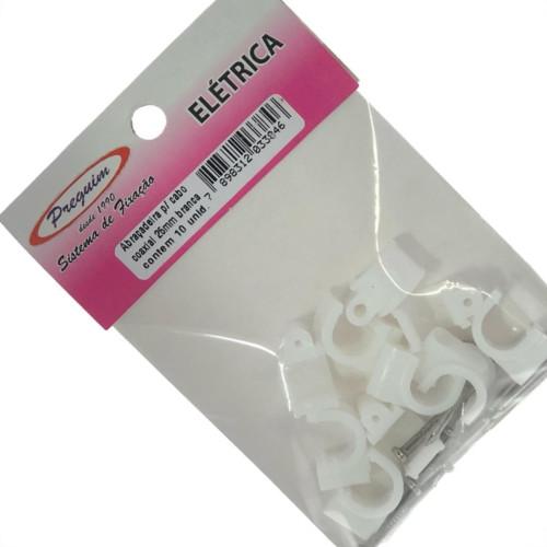 Cartela Grampo Fixa Fio Tipo Garra Branco Preguim Coaxial 10Mm Com 10 Pecas 3846