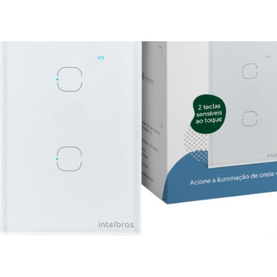 Interruptor Inteligente Intelbras Wifi Touch Branco 2 Teclas Ews 1002 