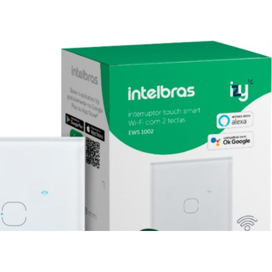 Interruptor Inteligente Intelbras Wifi Touch Branco 2 Teclas Ews 1002 