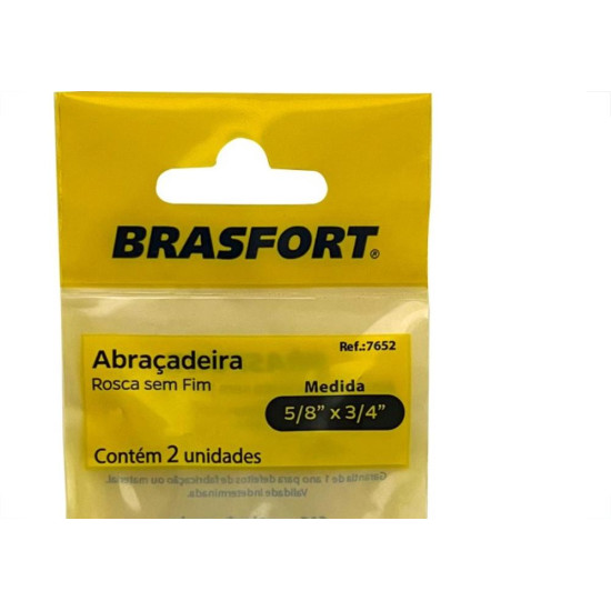 Cartela Abracadeira Rosca Sem Fim Brasfort  5/8 X 3/4'' Cartela Com 2 Pecas 7652