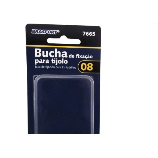 Cartela Bucha Fixacao Baiano/Gesso Brasfort 08 Sem Parafuso Cartela Com 06 Pecas 7665