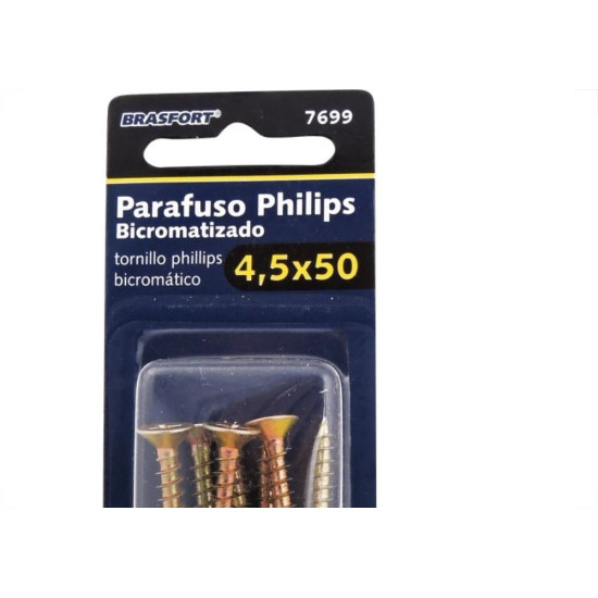 Cartela Parafuso Chipboard Brasfort Cabeca Chata Philips 4,5X50 Cartela Com 7 Pecas 7699