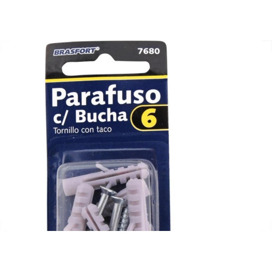 Cartela Parafuso Madeira Brasfort Com Bucha 06Mm Philips Cartela Com 8 Pecas 7680