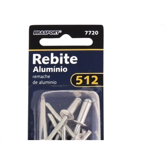 Cartela Rebite Brasfort Aluminio Repuxo 512 Cartela Com 10 Pecas 7720