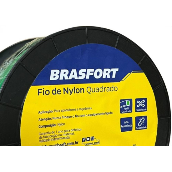 Fio De Nylon Brasfort Quadrado 2,0Mm/284M 1Kg 9009