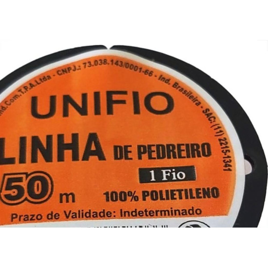 Linha Pedreiro 1 Fio 50M Laranja  - Kit C/12 