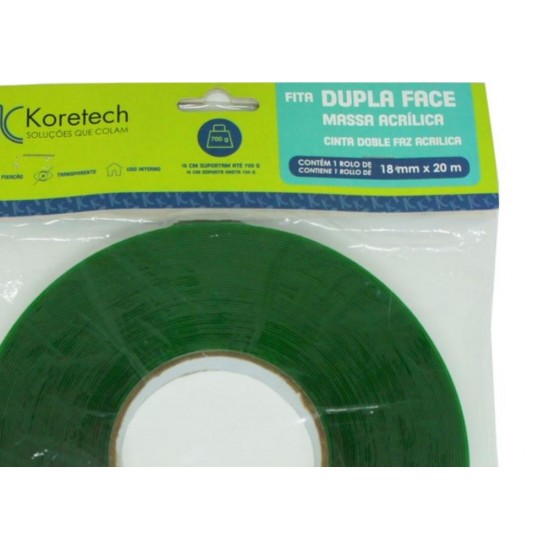 Fita Dupla Face Koretech Transparente 18X20M Pa.43.21.4.0006