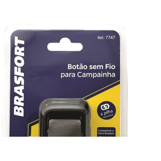 Botao Para Campainha Brasfort Sem Fio Pilha Preto 7747