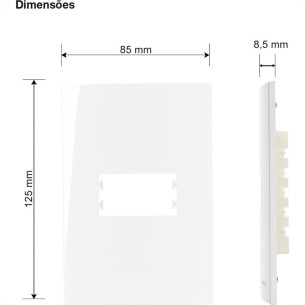 Placa Margirius Sleek 4X2 Branca (1Modulo Horizontal) Com Suporte 16026