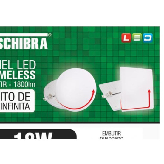 Luminaria Led Plafon Taschibra Frameless Borda Infinita Embutir Quadrado 18W 3000K 12Cm 