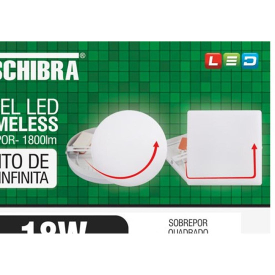 Luminaria Led Plafon Taschibra Frameless Borda Infinita Externo Quadrado 18W 3000K 12Cm 