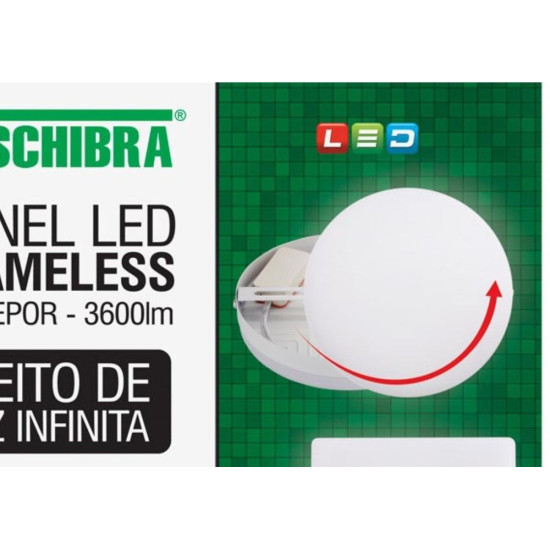 Luminaria Led Plafon Taschibra Frameless Borda Infinita Externo Quadrado 36W 3000K 22,2Cm 