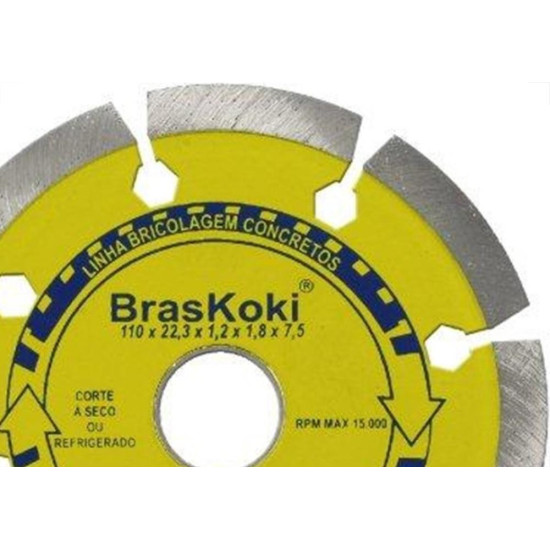 Disco Diamantado Braskoki 110Mm Concretos Seco Agua 