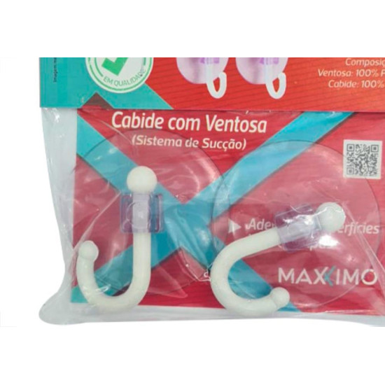 Maxximo Cabide C/Ventosa Pvc C/02Pc -Mx073