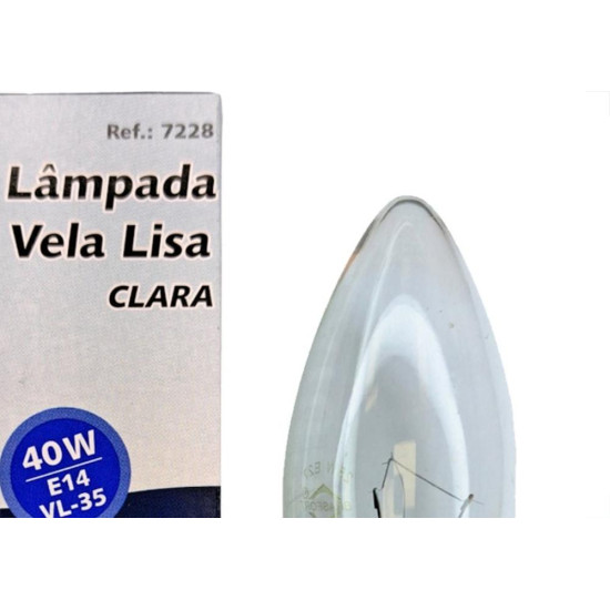 Lampada Vela Lisa Brasfort 40Wx127V. Clara - Kit C/10 Pecas