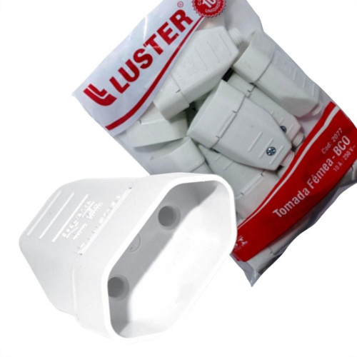 Pino Femea Luster 2 Polos 10A. Branco 2077 - Kit C/10 Pecas