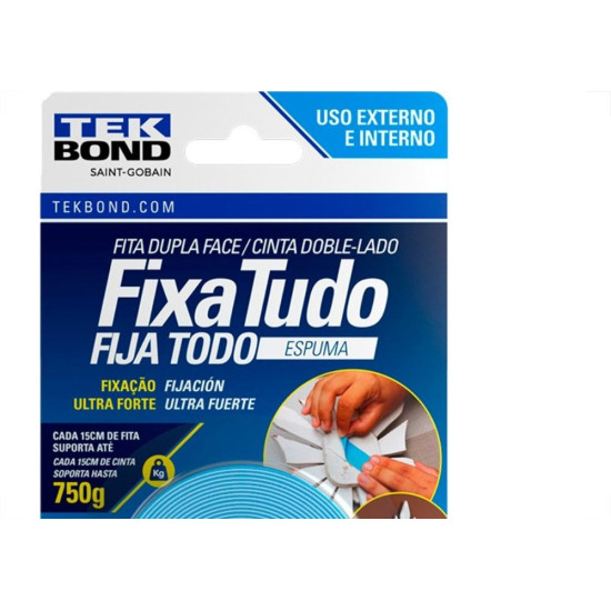 Fita Dupla Face Tekbond Fixa Tudo Espuma 24Mm X 1,5M