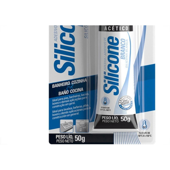 Silicone Tekbond Acetico 50G. Branco Blister