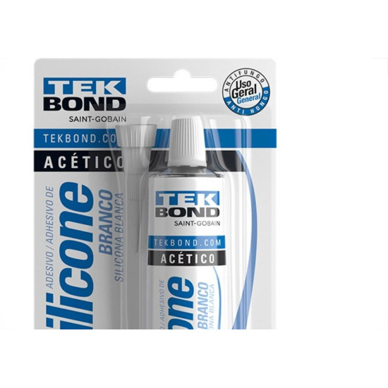 Silicone Tekbond Acetico 50G. Branco Blister