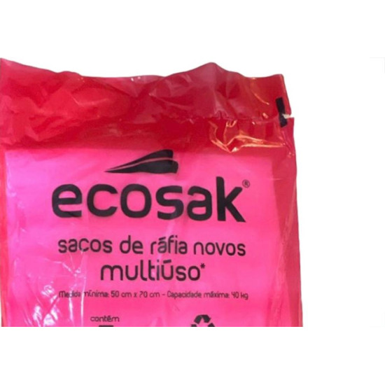 Saco De Rafia Novo Ecosak 50Cm X 70Cm 40Kg Pacote Com 5 Pecas Branco