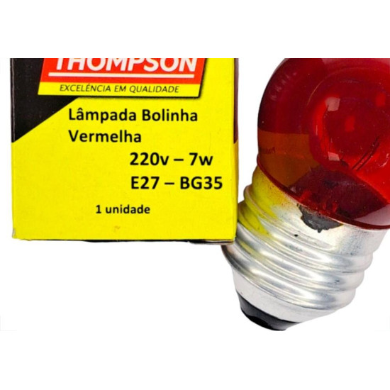 Lampada Bolinha Thompson 7Wx220V Vermelha - Kit C/10 Pecas